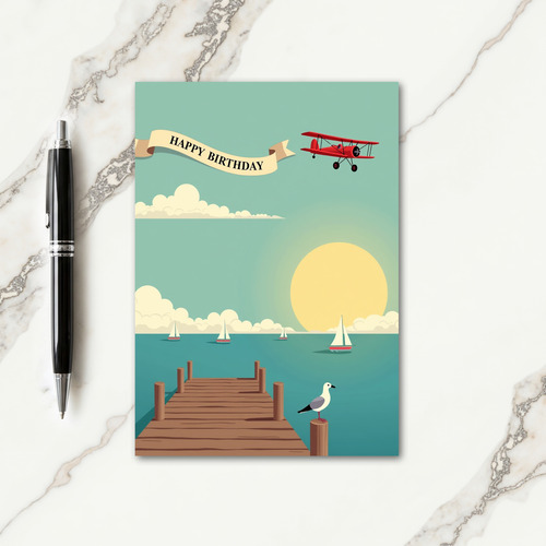 Joyful Birthday Biplane Pier Card