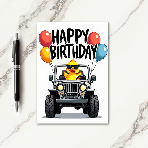 Joyful Birthday Bird Truck Card