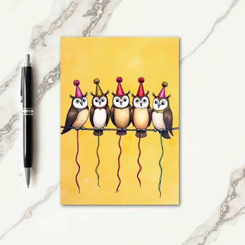 Joyful Birthday Birds On Wire Card
