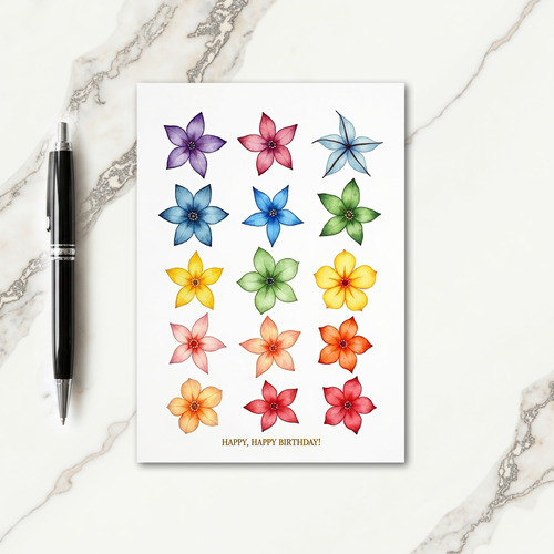 Joyful Birthday Blossom Grid Card