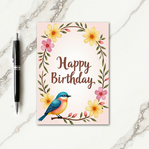 Joyful Birthday Blossom Wreath Card