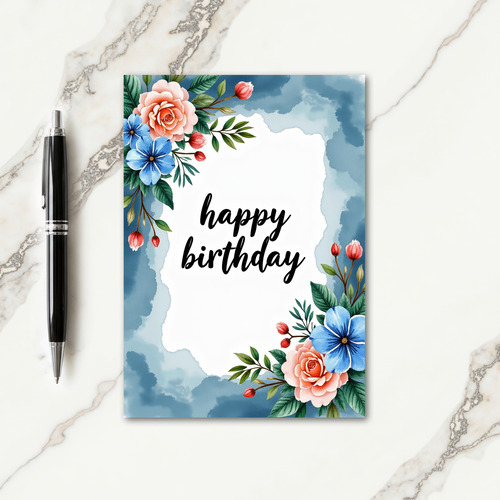 Joyful Birthday Blue Bloom Card