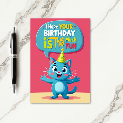 Joyful Birthday Blue Cat Card