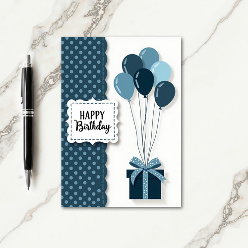 Joyful Birthday Blue Circles Card