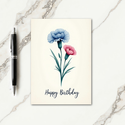 Joyful Birthday Blue Pink Blossom Card