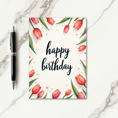Joyful Birthday Botanical Script Card