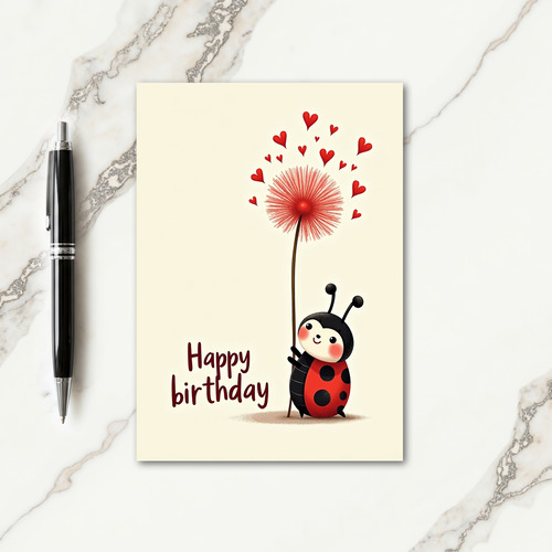 Joyful Birthday Bug Heart Card