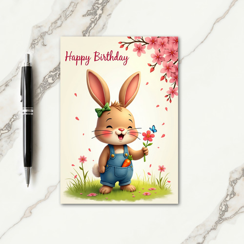Joyful Birthday Bunny Blossom Card