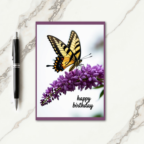 Joyful Birthday Butterfly Floral Card