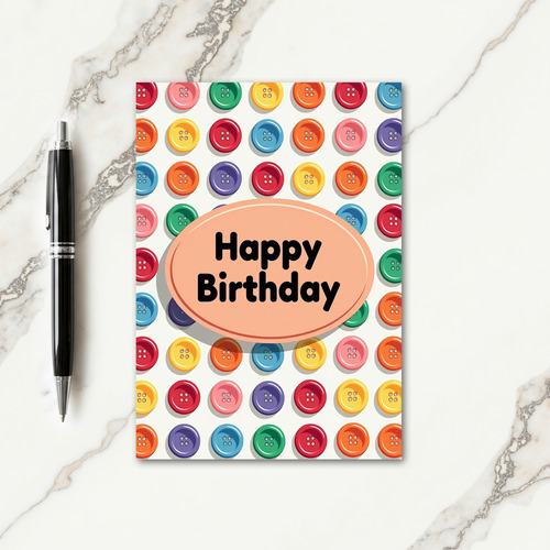 Joyful Birthday Button Pattern Card