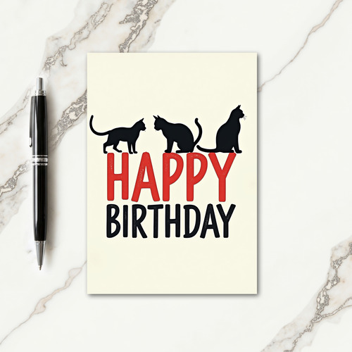 Joyful Birthday Cat Silhouette Card