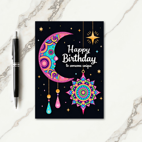 Joyful Birthday Celestial Moon Card