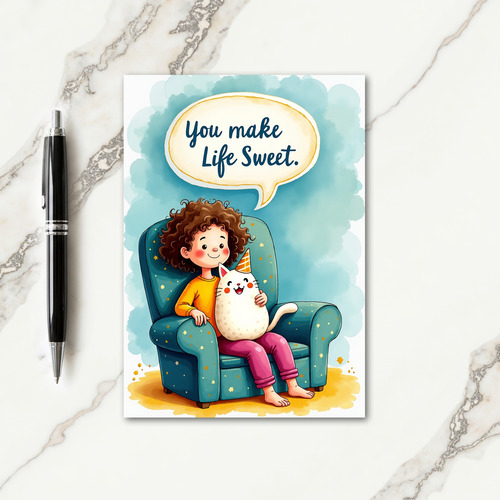 Joyful Birthday Child Cat Card