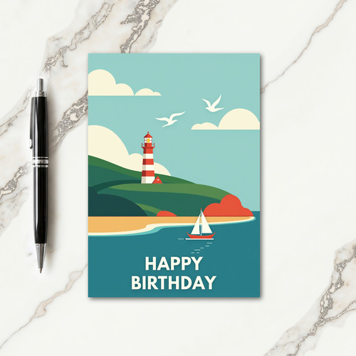 Joyful Birthday Coastal Beacon Card