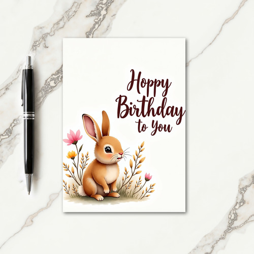 Joyful Birthday Cream Rabbit Card