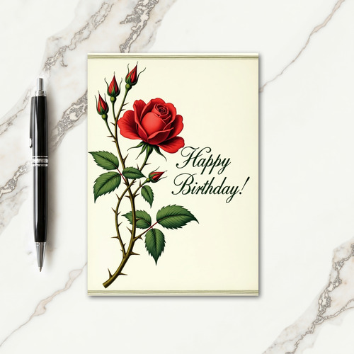 Joyful Birthday Crimson Flower Card