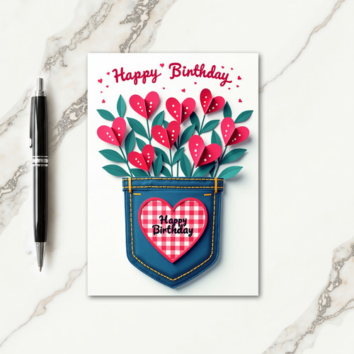 Joyful Birthday Denim Pocket Card