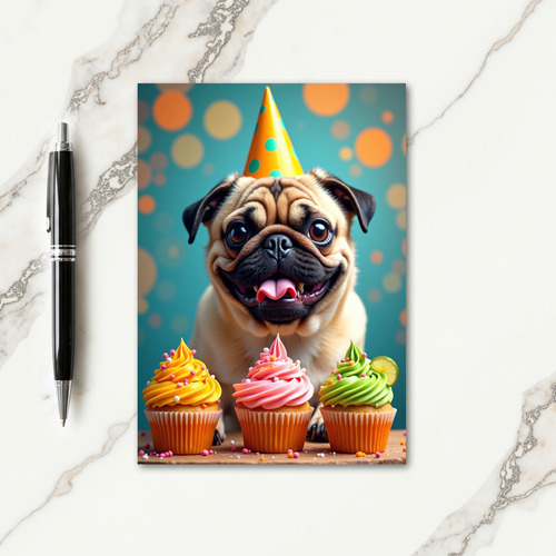 Joyful Birthday Dog Cupcake Card