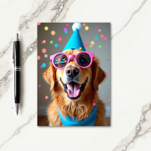 Joyful Birthday Dog Hat Card