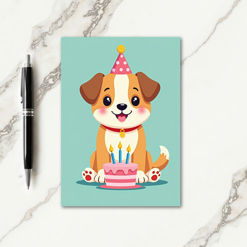 Joyful Birthday Dog Illustration Card