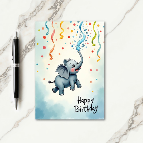 Joyful Birthday Elephant Burst Card