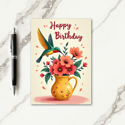 Joyful Birthday Emerald Bird Card