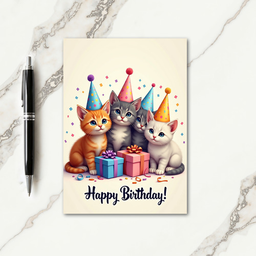Joyful Birthday Feline Party Card