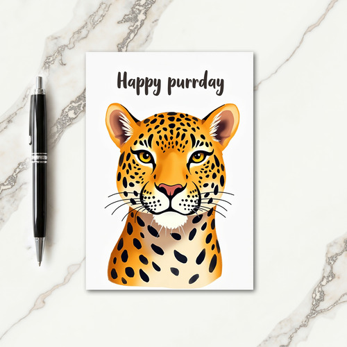 Joyful Birthday Feline Portrait Card