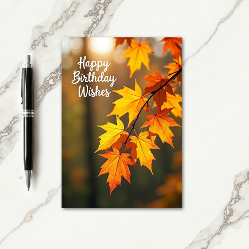 Joyful Birthday Fiery Leaves Card