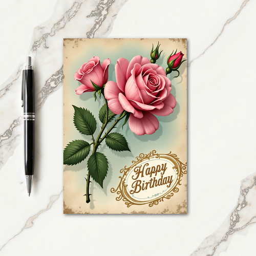 Joyful Birthday Floral Aqua Card