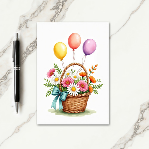 Joyful Birthday Floral Basket Card