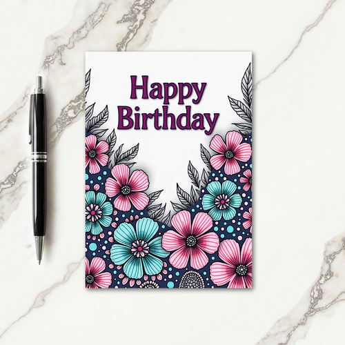 Joyful Birthday Floral Border Card
