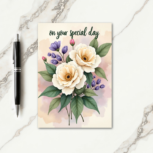 Joyful Birthday Floral Bouquet Card