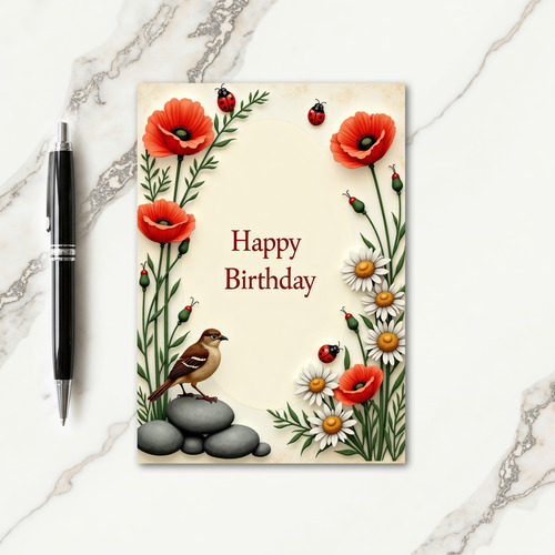 Joyful Birthday Floral Frame Card