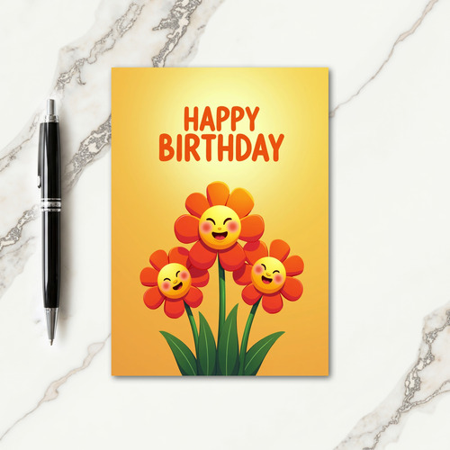 Joyful Birthday Floral Trio Card
