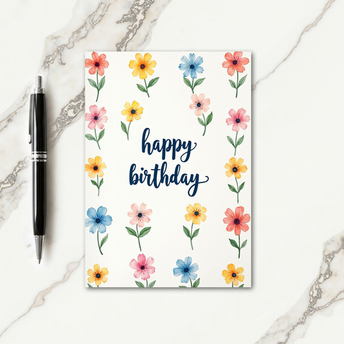 Joyful Birthday Floral Watercolor Card