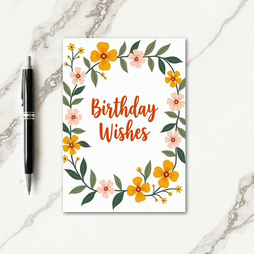 Joyful Birthday Floral Wreath Card