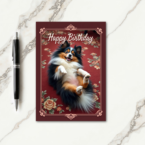 Joyful Birthday Fluffy Dog Card
