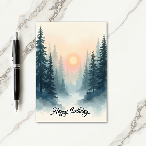 Joyful Birthday Forest Watercolor Card
