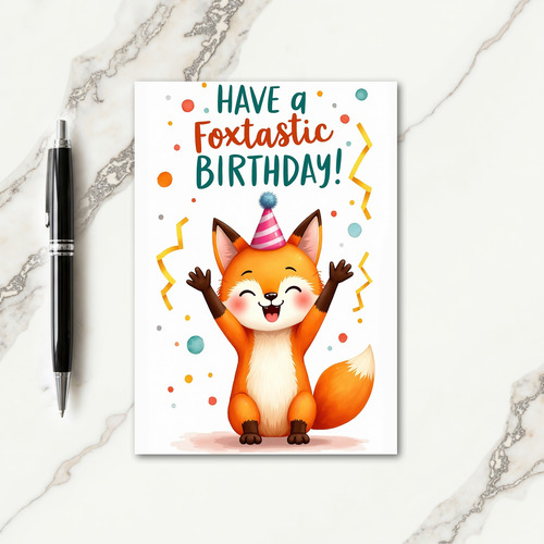 Joyful Birthday Fox Card