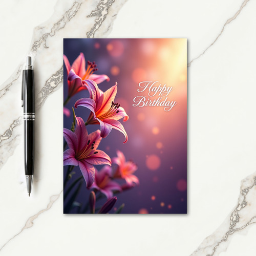 Joyful Birthday Fuchsia Petal Card