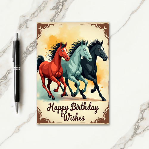 Joyful Birthday Galloping Horse Card