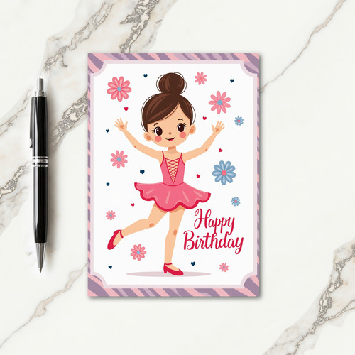 Joyful Birthday Girl Illustration Card