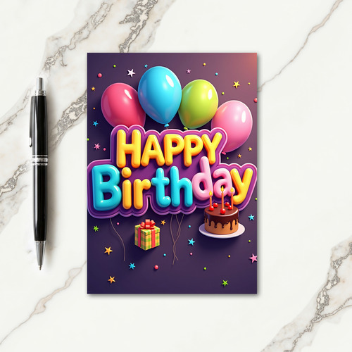 Joyful Birthday Glossy Bubble Card