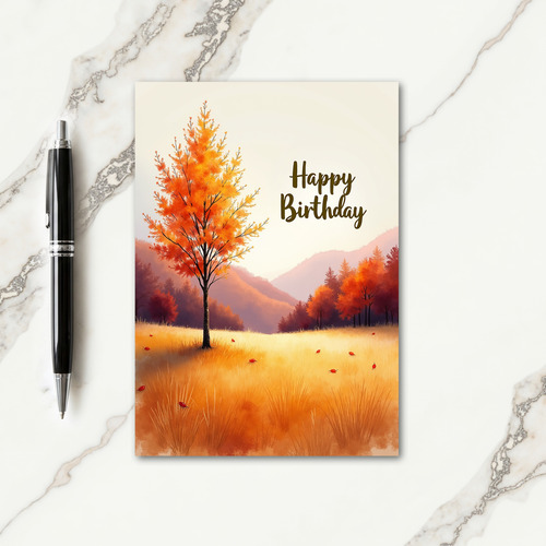 Joyful Birthday Golden Autumn Card