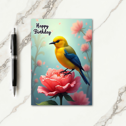 Joyful Birthday Golden Bird Card