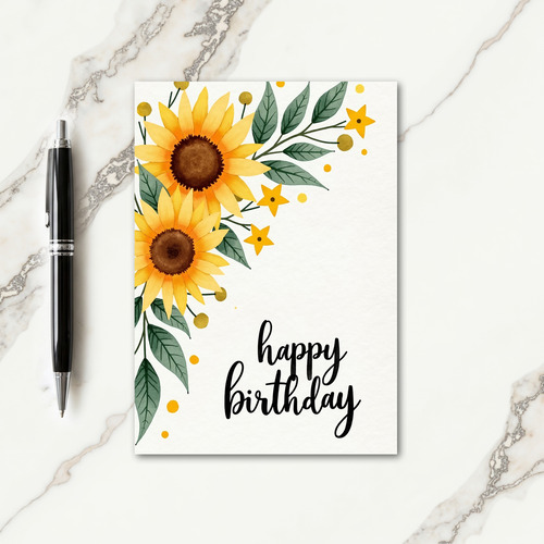 Joyful Birthday Golden Blooms Card