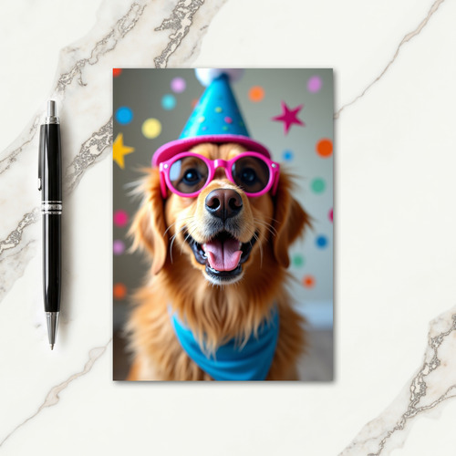 Joyful Birthday Golden Dog Card