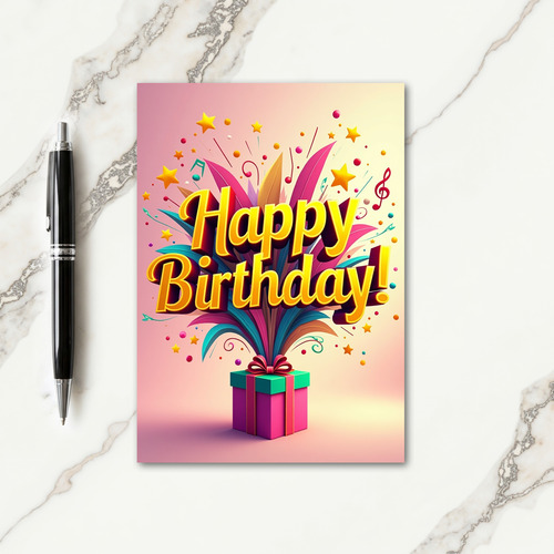Joyful Birthday Golden Lettering Card