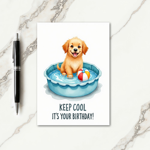 Joyful Birthday Golden Puppy Card